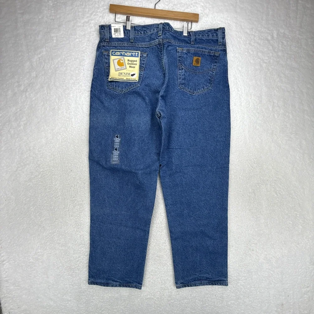 Carhartt Mens SF8517 Flannel Lined Relaxed Fit Denim Jeans 40x32 Blue USA‎ NWT
